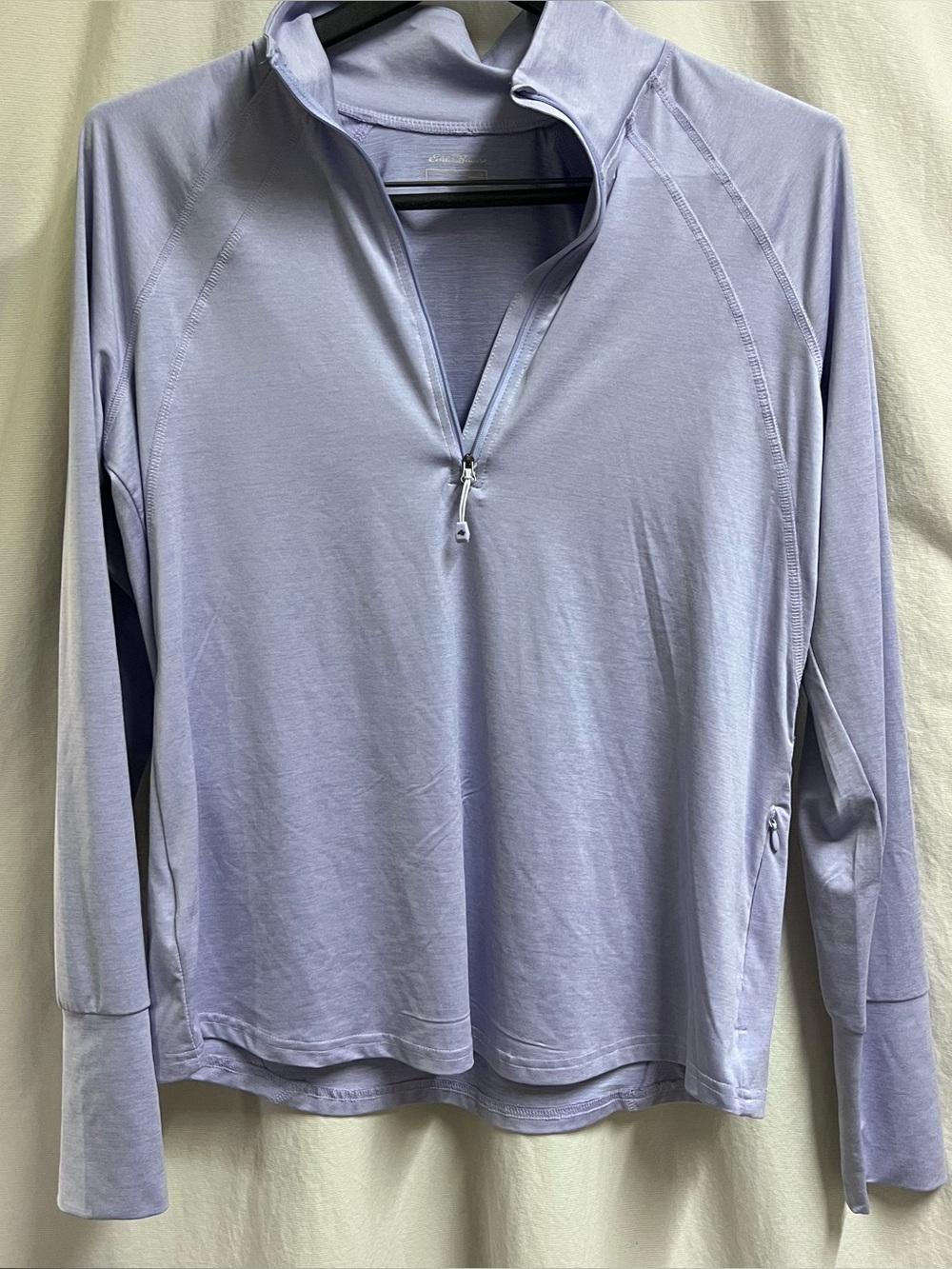 Eddie Bauer Womens Quarter Zip Large Top Long Sleeve Purple Athletic Hiking Hot